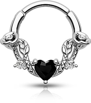 CM Crareesi Mania Rose Septum Piercing 16G Scharnier Segmentringe 316L Edelstahl Daith Ohrringe Herz CZ Septum Daith Helix Knorpel Piercing Schmuck