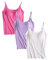 Jamron Donna 3 Pezzi Basic Canotta con Reggiseno Incorporato Canottiere Imbottita Regolabile con Spalla Stretta Viola + Bianco + Rosa-2 L