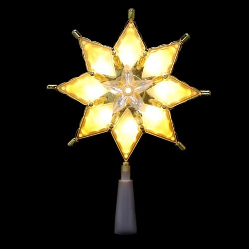 HOMSFOU Stern-Weihnachtsbaumspitze Beleuchtet 8-Punkt-Stern-Baumspitze Stern-Weihnachtsbaumspitze Mit Warmem Licht Für Christbaumschmuck (Keine Batterie)