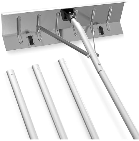 GLikur Photovoltaik schneeschieber, Dach-Schneerechen-Entfernungswerkzeug mit Teleskopstange, Einstellbereich 201-630 cm Dachräumer Schneeschieber Dachschneeräumer für Solaranlage und Dach