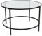 HUOLE Couchtisch Runder Kaffeetisch mit verstellbaren Schutzfüßen Beistelltisch Wohnzimmertisch aus Hartglas und Metallgestell Moderner φ70*45,5cm – Glas