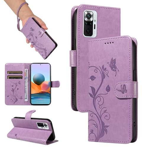 SRISHP Cover per Xiaomi Redmi Note 10 Pro 4G, Magnetica Cover a Libro con Slot per Schede, Custodia in PU Pelle Portafoglio per Redmi Note 10 Pro 4G, Viola
