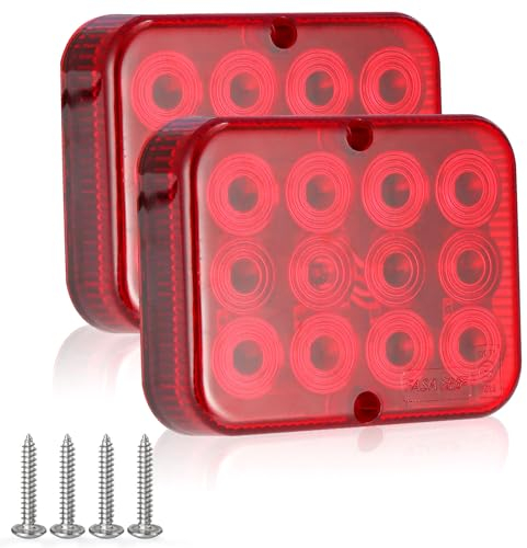 SPARKMOTO 2 x Piloto antiniebla trasero rojo remolque 12V Impermeable,Faro antiniebla trasero LED universal para Remolque Tractor Camión Caravana, Luz antiniebla trasera homologada, 12 LEDs, IP67