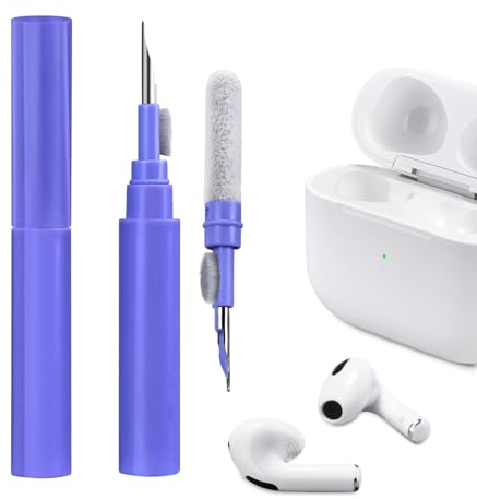 ICARER Clean Kit für AirPods 4 2024 AirPods Pro 2/Pro AirPods 2/3, 3 in 1 Multifunktions Kopfhörer Reinigungsset Werkzeug Weiche Bürste Beflockungsschwamm für AirPods iPhone Kamera Tastatur-Blau