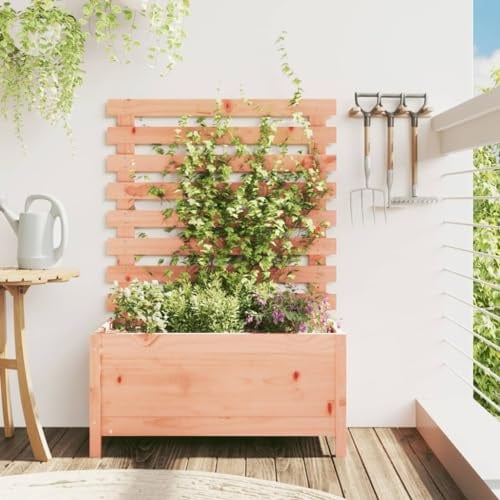 BaraSh Pflanzkübel mit Rankhilfe 79x39,5x114 cm Massivholz Douglasie sichtschutz Garten blumenkasten mit rankgitter