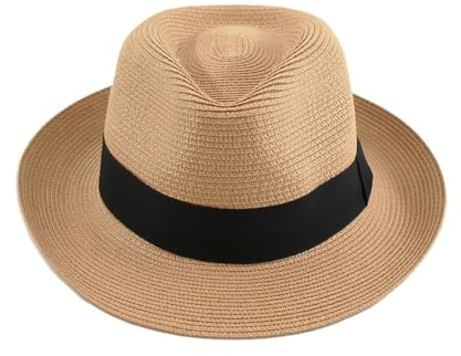 Carnavalife Panama-Hut, Unisex, Sommerhut, Strandhut für Männer und Frauen, Strohhut, Panama-Hut, aufrollbar, braun, 59 cm