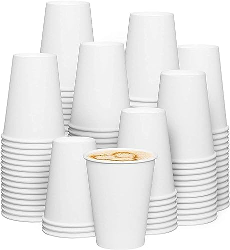 Zuvo Paper Cups Single Wall White Disposable Coffee Cups for Hot & Cold Drinks - 240 ml Paper Cups (8 OZ, 1000 Pack)