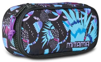 Mitama Portapenne ovale scuola, porta penne, bambino, PURPLE BLOOM con contenuto, matite e penne
