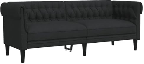 vidaXL Chesterfield Sofa, Polstersofa 3-Sitzer mit Stützbeinen, Loungesofa Designsofa für Wohnzimmer, Couch Wohnzimmersofa, Schwarz Stoff