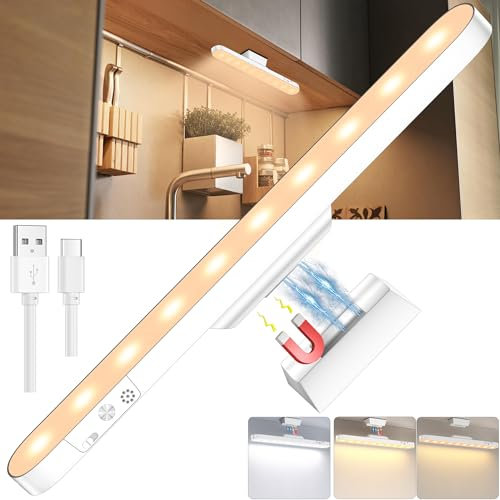 daphomeu Luz LED recargable para debajo de los muebles, batería de 3000 mAh, táctil regulable, base magnética, inalámbrica para armarios, escritorios, dormitorios, guardarropas