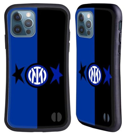 Head Case Designs Offizielle Inter Milan Schwarz & Blau IM 2Stars Hybride Handyhülle Hülle Huelle kompatibel mit Apple iPhone 12 / iPhone 12 Pro