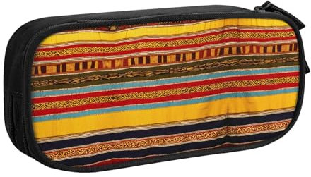 eurwhj Federmäppchen mit Indianer-Muster, großes Federmäppchen, Stiftetasche, Schreibwaren-Tasche, Stifteetui für Büro, Schwarz 288, Einheitsgröße, Schwarz 288