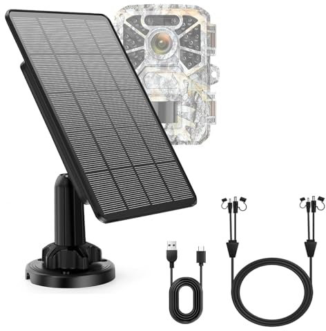 Trail Camera Solar Panel DC 12V/1A 6V/1.5A with Build-in 5000mAH Rechargeable Lithium Battery Solar Panel with Battery IP66 Waterproof Hunting Accessory
