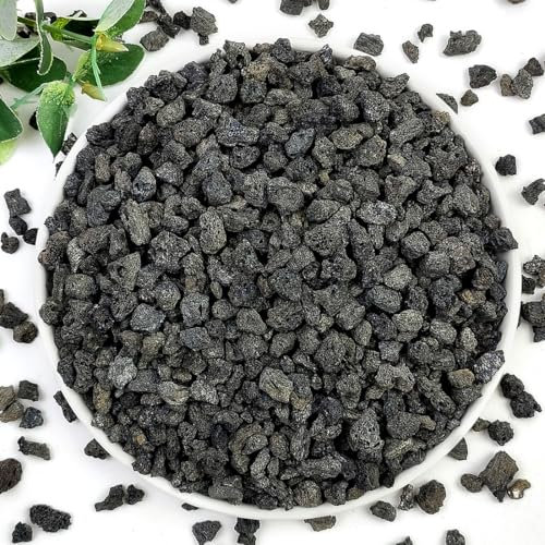 YISZM Black Horticultural Lava Rocks for Plants, 2lb Succulents Cactus Bonsai Soil Volcanic Rocks for Aquarium Outdoor Decorative Stones for Craft Projects, Vase Fillers