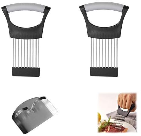2 Onion Slicer, Onion Holder for Slicing with 1 Finger Protector, Onion Holder, Tomato Slicer, Onion Slicer Rack, Lemon Slicer Kitchen Tool, Used for Cutting and Vegetables, Fruits, Potatoes, Meat