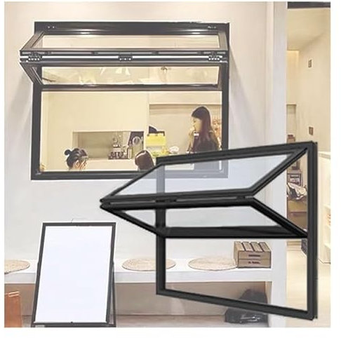 PFCDZDU Finestra Capannone Sostituzione, Lega Alluminio Finestra Casa, Montaggio A Filo Verticale Piegata Scorrevole Finestra Servizio per Appartamento Hotel Ufficio Bar(95x90cm)