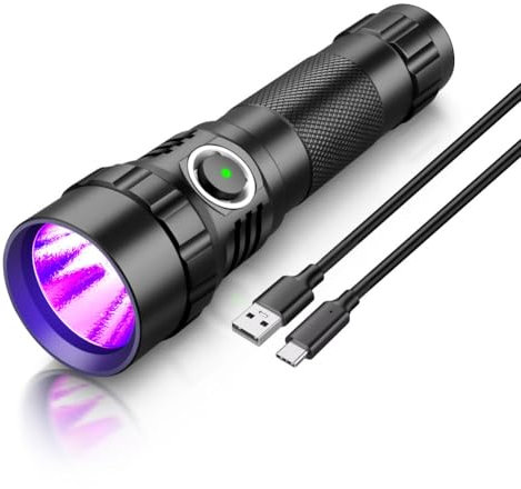 UniqueFire 501B-Pro 395nm UV Flashlight, High Power 10W USB Rechargeable UV Resin Light, 2 Mode LED Handheld UV Flashlights Powerful Handheld Detector for Pet Urine, Fluorescence etc.