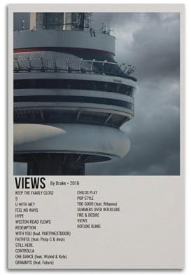 Aubrey Drake Graham ViewsKünstleralbum-Cover-Poster, Leinwand, Gemälde, Poster, Ölgemälde, Druck, Poster, Kunstalbum, Heimdekoration, Leinwand, Art-Deco, Wanddekoration, 40 x 60 cm, Unf