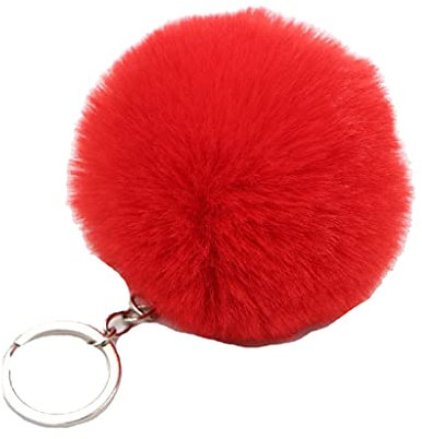 JSGHGDF 1 porte-clés pompon en forme de pompon pour filles et femmes avec pendentif de sac, accessoires de bijoux, Rouge
