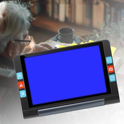 MhWrughts Lente d'Ingrandimento Elettronica Portatile, 8,0, per ipovedenti con degenerazione maculare, 26 modalità Colore, ingrandimento 2X-20X,Black
