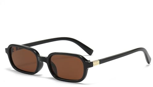 LJCZKA Occhiali da Sole Rettangolari Retrò per Donna Uomo Occhiali da Sole Montatura Piccolo Quadrati Anni 90 Vintage Moda Protezione UV400