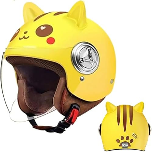 Casco De Moto Para Niños, Casco De Scooter, Casco Jet Con Visera Solar, Casco De Scooter Para Niñas, Casco De Ciclomotor Para Niños, Bolsillo De Liberación Rápida A,48-53cm