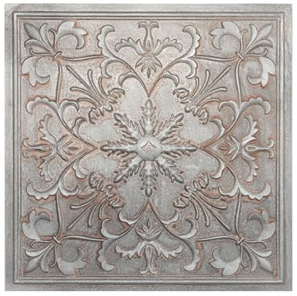 Lot de 10 dalles de plafond en faux étain 61 x 61 cm en PVC avec finition en fer vieilli pour café, pub, club PL70, 40 m²