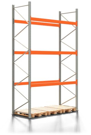 REGALWERK Palettenregal Artus - Grundregal mit 4 Ebenen - Fachlast 2.910 kg - 4.500 x 2.700 x 1.100 mm (HxBxT) - Schwerlastregal