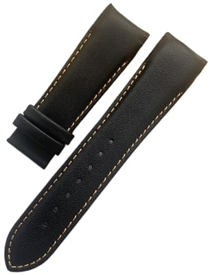Run Ken Handgefertigtes Uhrenarmband Aus Echtem Leder Mit Gebogenem Ende, 22 Mm, 23 Mm, 24 Mm, Kompatibel Mit Tissot T035 Uhrenarmband, Armband Mit Stahlschnalle(Orange line no clasp,23mm)