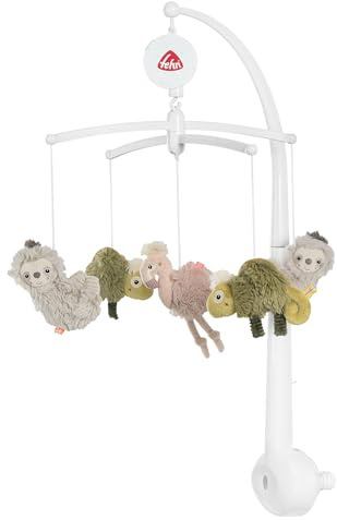 Fehn Musik-Mobile Lazy, Crazy & Pink – Musikmobile mit Spieluhr Melodie „Brahms Wiegenlied“ – Einschlafhilfe zur Beruhigung & Beschäftigung – Mit Babybett-Befestigung für Babys von 0-5 Monaten