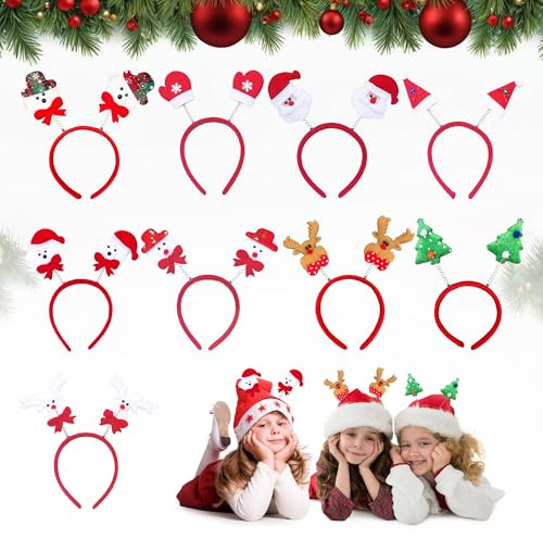 YOOSI 9 Pièces Bandeaux de Noël, Bandeaux de Noël Thème Fête, Accessoires Cheveux Décorations de pour Enfants et Adultes