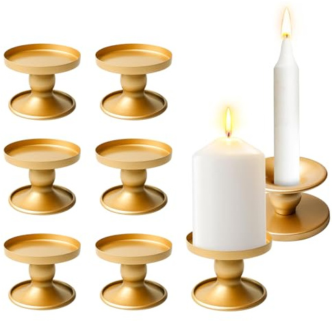 6er Set Kerzenständer Gold, Kerzenhalter, Eisen Deko Kerzenhalter, Goldene Kerzenständer Für Stabkerzen Doppelter Dekorative, Tischdeko Für Stabkerzen Für Hochzeit Wohnzimmer Deko