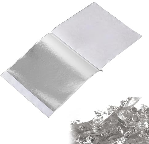 100 Stücke Blattgold-Papier, Kupfer, Quadratisch, Silber, 14 x 14 cm | Glanz, Kunsthandwerk, Dekoration, Basteln, Nagelkunst