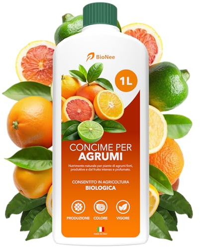 BioNee Concime per Agrumi Biologico 1L – Nutrimento Naturale per Limoni, Aranci e Mandarini | Rafforza le Radici, Esalta Aroma e Colore dei Frutti | Consentito in Agricoltura Biologica