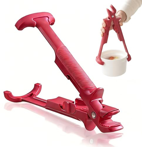 Hot Plate Gripper, Silicone Tongs, Multi-Purpose Anti-Scald Bowl Holder Clip for Kitchen,Non-Slip Plate and Steamer Gripper,Kitchen Tool for Bowl, Pan, Plates (Red)