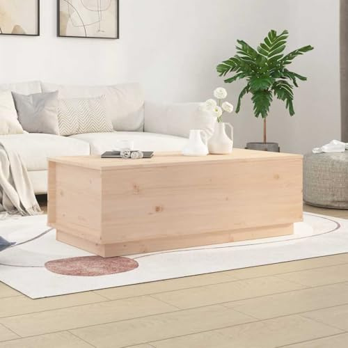 GeenYuu Coffee Table 100 x 50 x 35 cm Solid Pine Wood with Lifting Plate, Lots of Storage Space, Sturdy Frame, Brown, for Living Room and Small Spaces, Durable