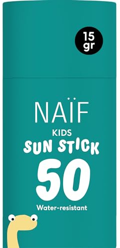 Naïf - Sonnenschutzstick - für Kinder - Ab 3 Jahren - LSF 50 - Stick ohne Mikroplastik, Mineralöle oder Silikone - UVA und UVB Schutz - Wasserresistent - Dermatologisch Getestet - 15g