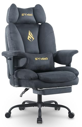 Symino Sofa-Like Gaming Chair with Enveloping Seating Experience, Computer Chairs, PC Chair with Footrest, Ergonomic Comfortable Gaming Chairs for Adults, Grey