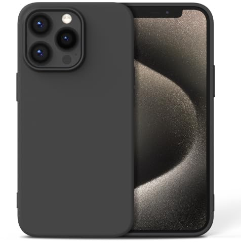 Nonional Silikon Hülle für iPhone 15 Pro, Kameraschutz Stoßfest Kratzfest Dünn Handyhülle - Mattschwarz