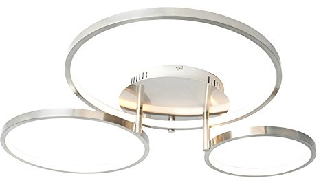 Qazqa led Modern Deckenleuchte, Deckenlampe - Rondas - Silber Farbe, 2700K, warmweiß, dimmbar, 77cm, Ideal als Flur, Küche lampe, Schlafzimmerlampe und Wohnzimmerlampe