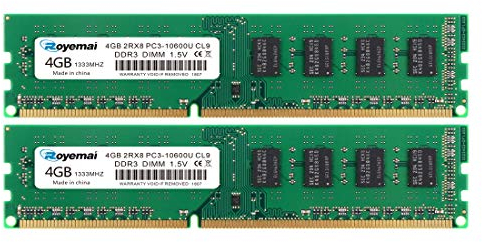 D DUOMEIQI 8GB Kit (2x4GB) PC3-10600 DDR3 1333MHz Unbuffered Non-ECC 1.5V CL9 2Rx8 Dual Rank 240 Pin UDIMM Desktop PC Computer Memory RAM Module Upgrade
