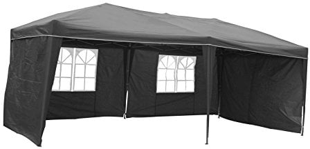Mojawo Easy Build Pop Up Aluminium Falt - Pavillon Partyzelt Gartenpavillon 6 x 3m inkl. 4 Seitenteile Steingrau