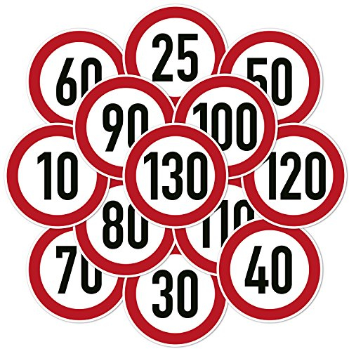 Verkehrszeichenaufkleber - Zulässige Höchstgeschwindigkeit Kfz Aufkleber Sticker (20 cm Ø, 25 km/h)