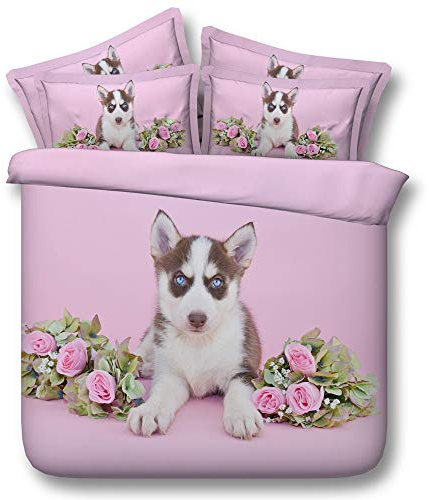 Sticker superb Weihnachten Rose Romantisch Heiser Bettbezug Set mit 2 Teilig Kissenbezug, Schöner Heiser Mikrofaser Polyester Rosa Bettwäsche Set, Winter Sommer Bettbezug Set (EIN Heiser, 200x200cm)