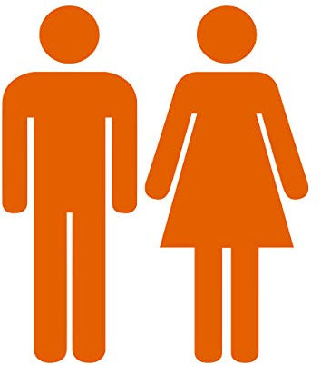 WANDKINGS WC Türaufkleber - Mann & Frau Figuren - 17 x 20 cm - Orange - Wähle aus 5 Größen & 35 Farben