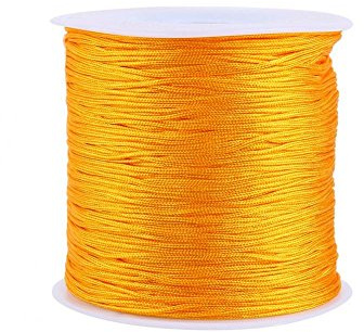 Nylonschnur, Haofy 100 m x 0,8 mm Nylon Schnurkabel Perlenstring, Makramee Faden Kabel für DIY Handwerk Machen Armbänder/Halskette/Rattail, Nylonfaden Satinschnur für Schmuckherstellung, Gold Gelb