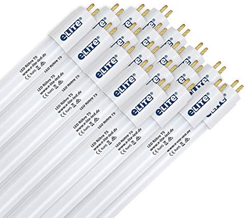 eLITe LED Röhre T5, 51,7cm, 7W, sehr hell, 720lm, 840, 4000 Kelvin, Universalweiß, NUR FÜR EVG, 140 Grad, homogenes Licht, langlebig 50.000h, 3 Jahre Garantie, 25 Stück