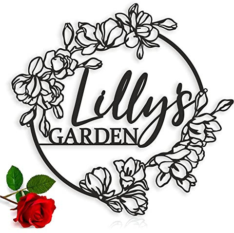 Personalisiert Metallschild, Muttertag, Blume Dekoration für Garten, Geschenk für Gärtnerin, Mama, Mütter, Oma, Wanddekoration Einweihungsgeschenk Wandschild, Metall Blechschild Dekoschild Türschild