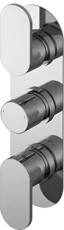 nuie BINTR02 Binsey | Modern Bathroom Round Triple Concealed Thermostatic Shower Valve with Lever Handles, 280mm, Chrome