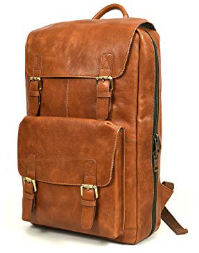 Tolredo Genuine Leather Chef Knife Bag Retro Backpack | 20+ Slots for Knives and Chef Tools | Hidden Back Pocket for Tablet | Sturdy Knife Bags For Chefs & Culinary Students | Light Brown, Light